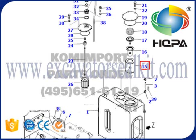 207-60-71182 το υδραυλικό φίλτρο πετρελαίου ταιρίαξε στην υδραυλική δεξαμενή KOMATSU PC228US-3E0