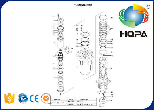 31N4-40950 στροφή της κοινής εξάρτησης σφραγίδων για τη Hyundai r140w-7 r150w-7