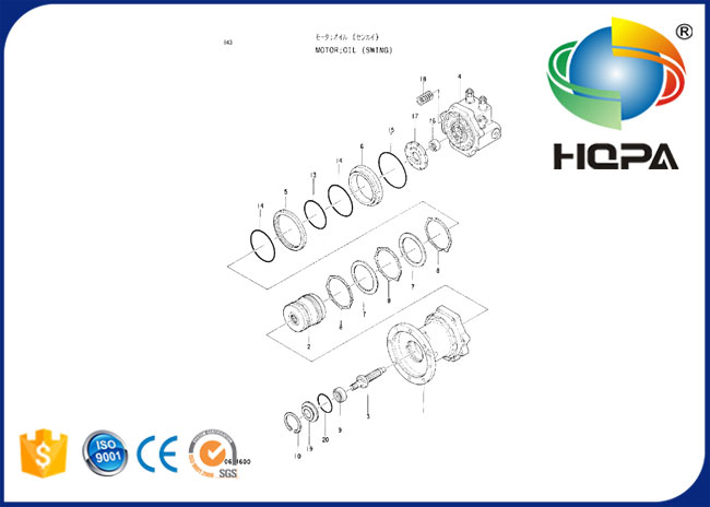 Εξάρτηση σφραγίδων μηχανών 4334355 ταλάντευσης για τον εκσκαφέα Hitachi ex100-2 μηχανή ταλάντευσης