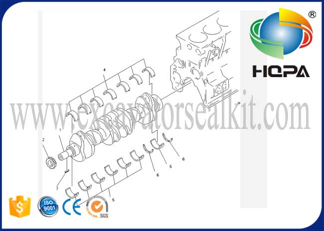 Σφυρηλατημένος στροφαλοφόρος άξονας 6207-31-1100 για τις τακτοποιήσεις KOMATSU pc200-6 μηχανών 6D95